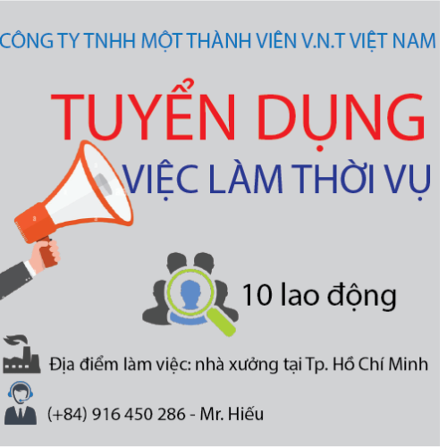 V.N.T Viet Nam Co., Ltd recruiment for seasonal job in Ho Chi Minh city 